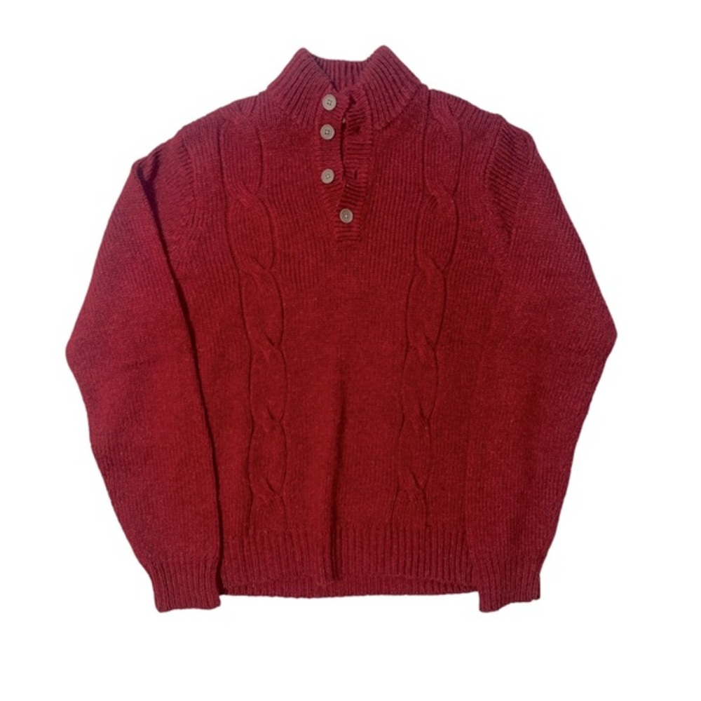 Uniqlo Wool Blend Mock Neck Cable Knit Pullover Sweater Size Medium